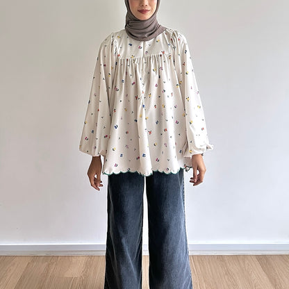 Anna floral puffy sleeve blouse