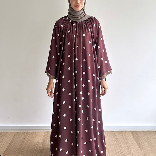 Haya Lace Trim Polka Dot Dress