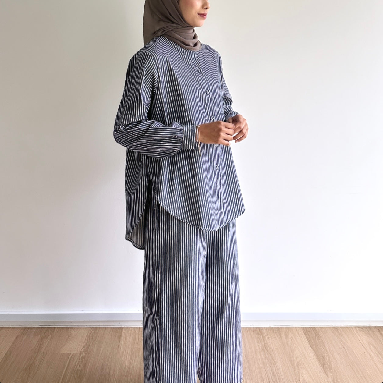 Quinn striped linen pants set