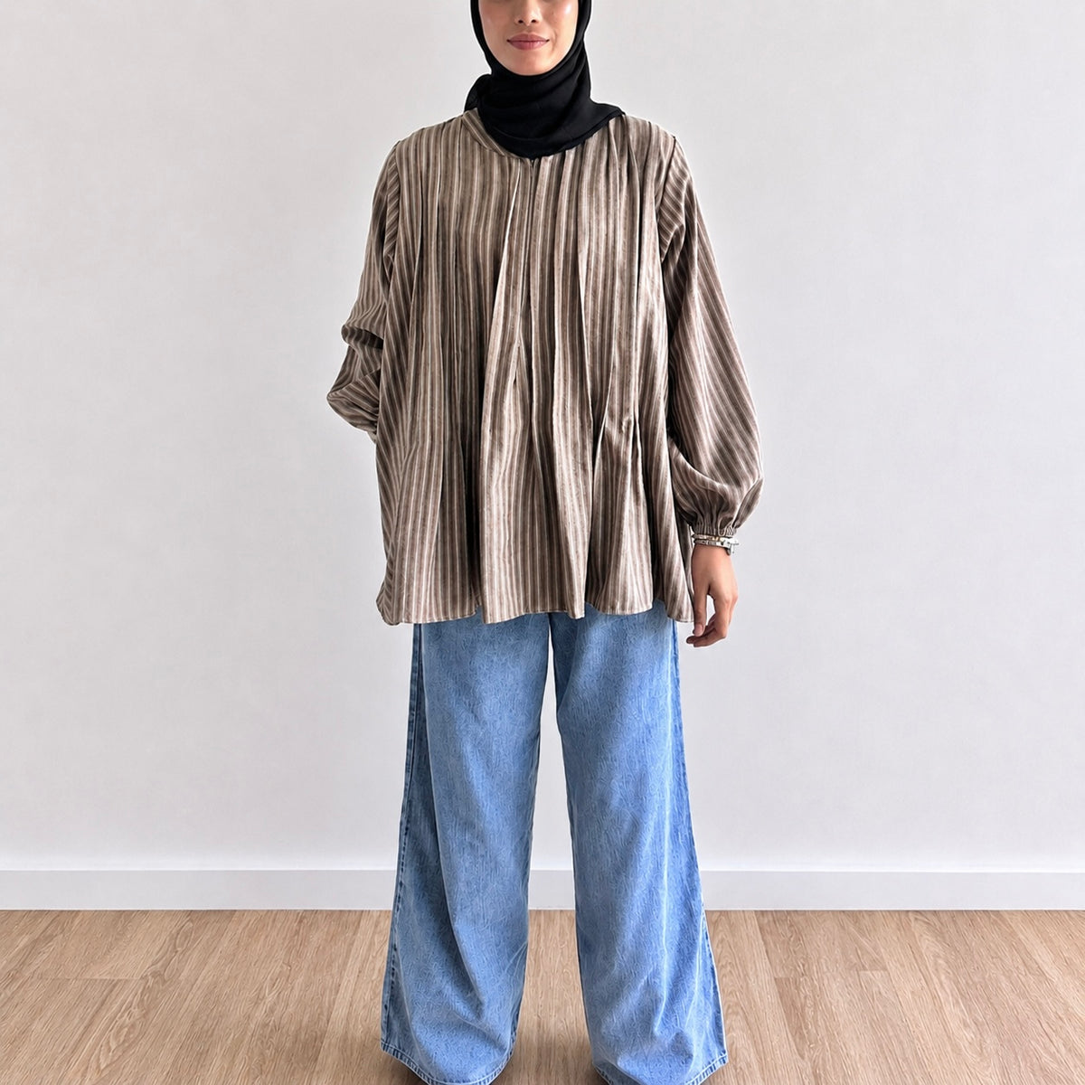 Yara Striped Pleated Blouse