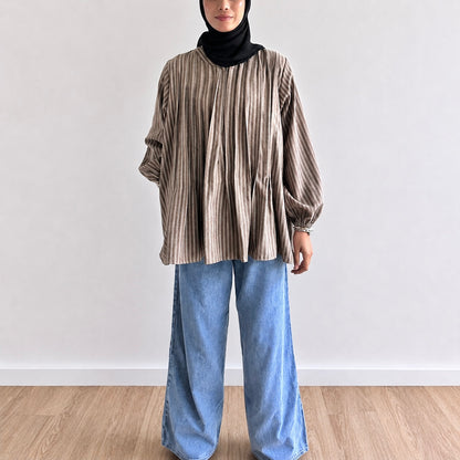 Yara Striped Pleated Blouse