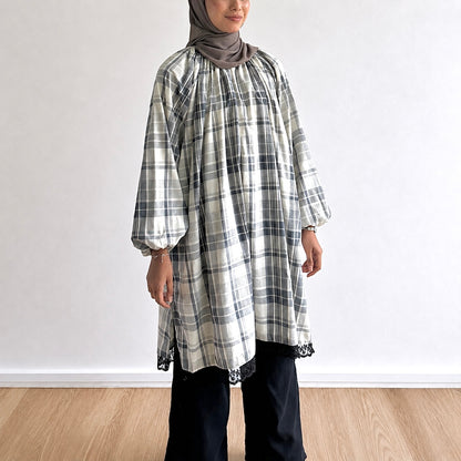 Mara Plaid Lace Hem Tunic