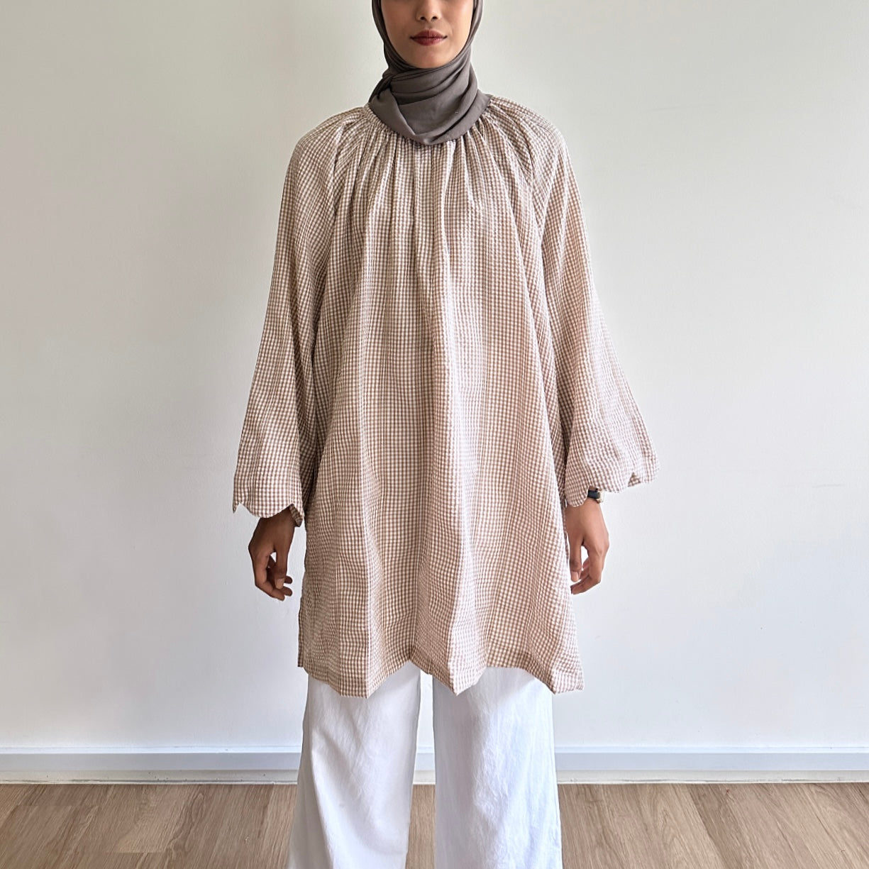 Gina gingham raglan tunic