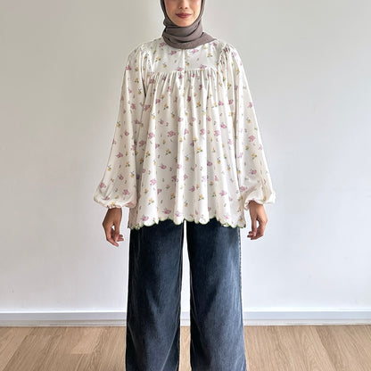 Anna floral puffy sleeve blouse