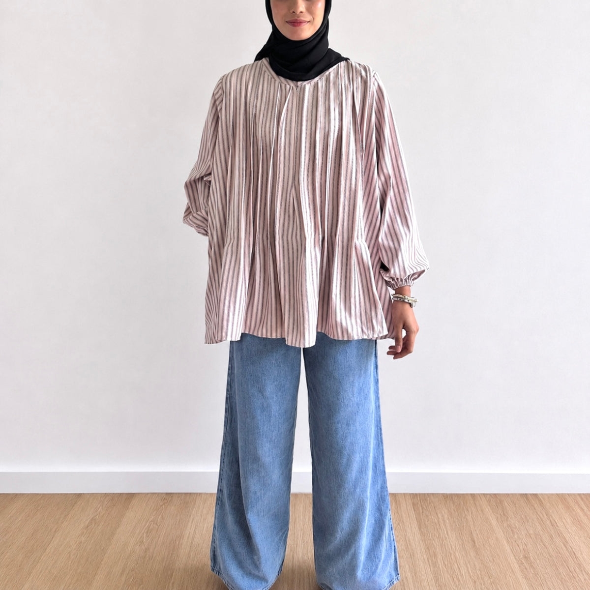 Yara Striped Pleated Blouse