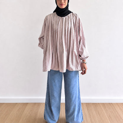 Yara Striped Pleated Blouse