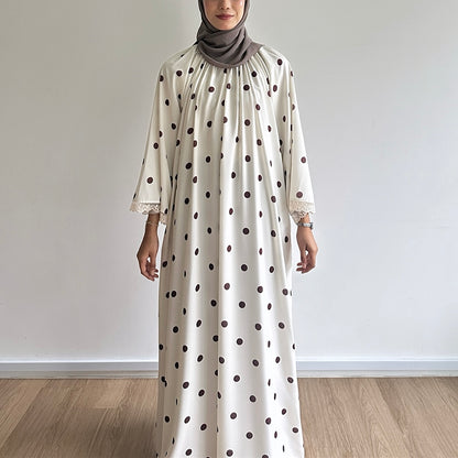 Haya Lace Trim Polka Dot Dress