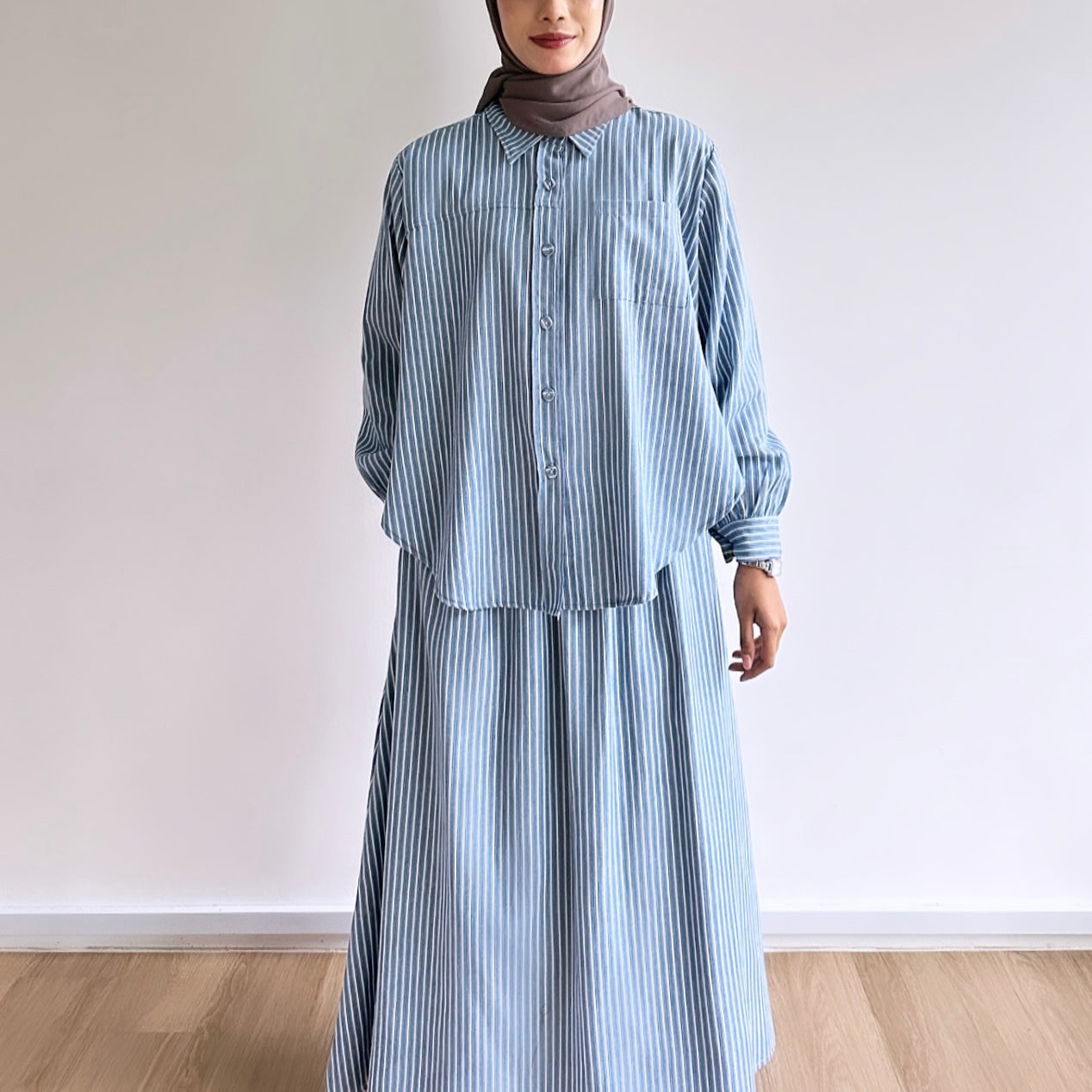 Quinn striped linen skirt set