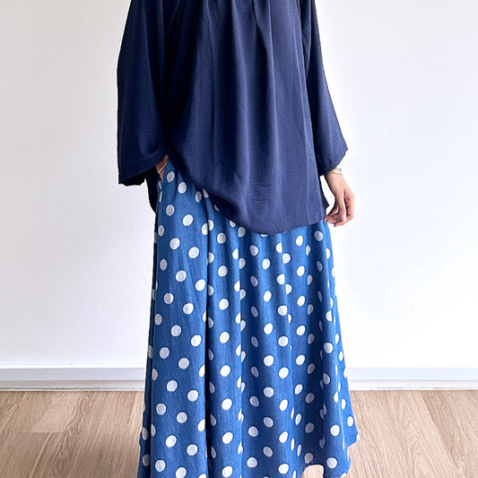 Kelly Polka Dot Denim Skirt