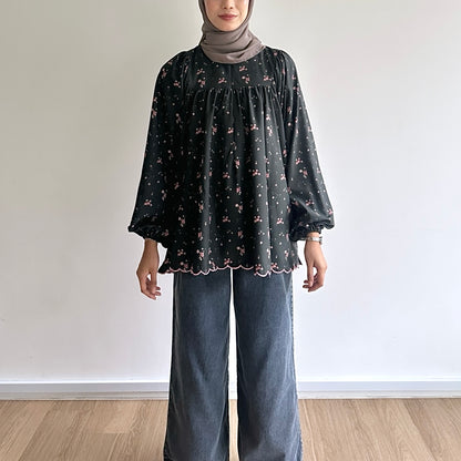 Anna floral puffy sleeve blouse