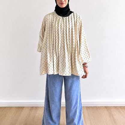 Yara Polka Dot Pleated Blouse