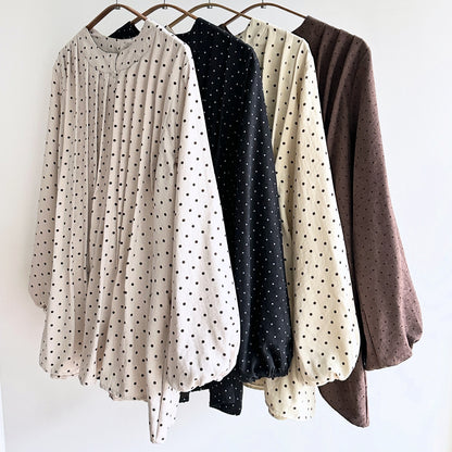 Yara Polka Dot Pleated Blouse