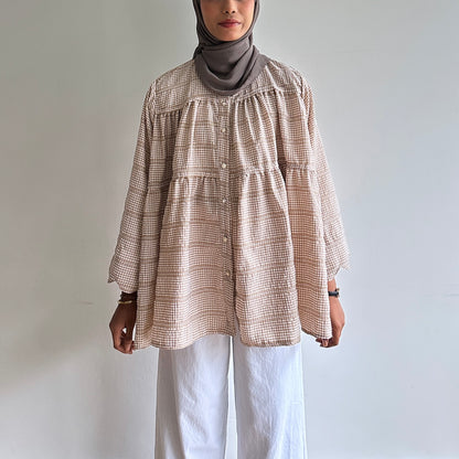 Bella gingham tiered blouse