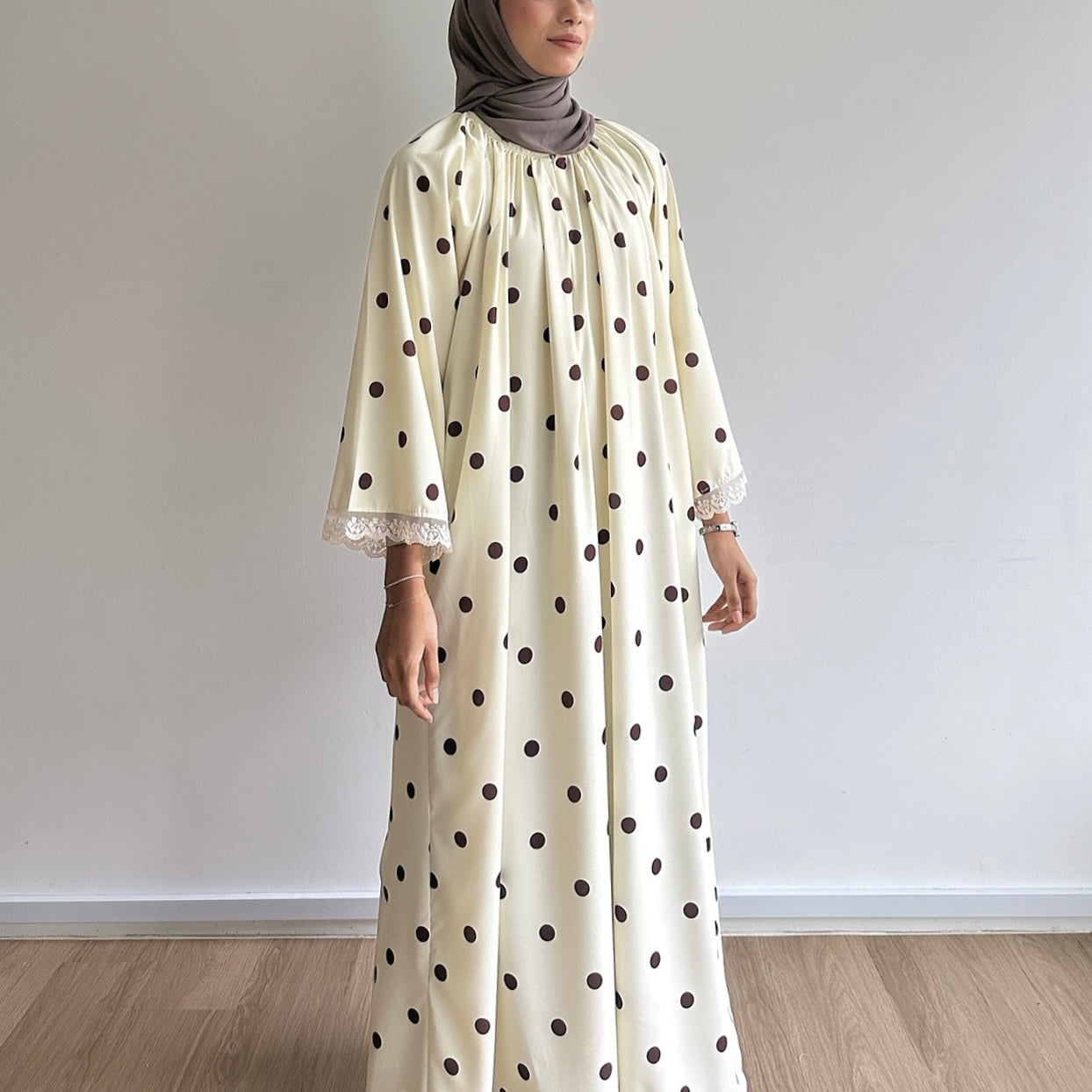 Haya Lace Trim Polka Dot Dress