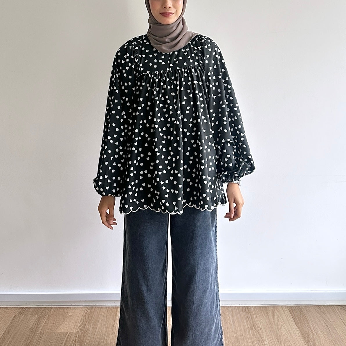 Anna floral puffy sleeve blouse