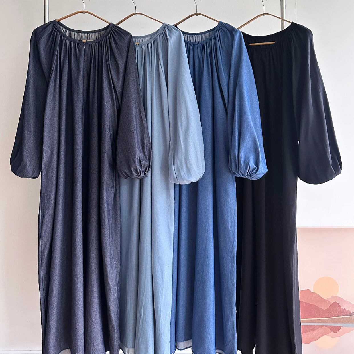 Nicole puffy sleeve denim dress