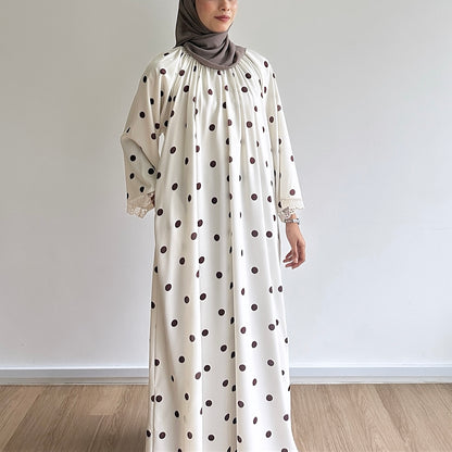 Haya Lace Trim Polka Dot Dress