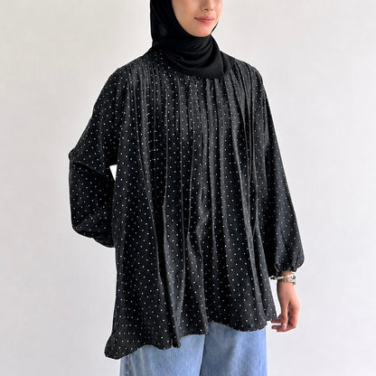 Yara Polka Dot Pleated Blouse