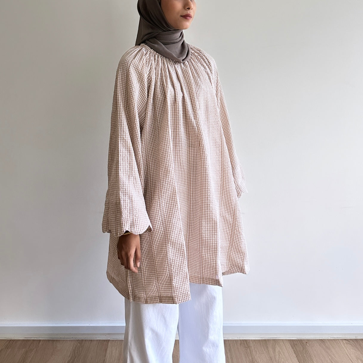 Gina gingham raglan tunic