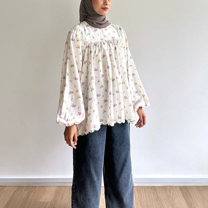 Anna floral puffy sleeve blouse