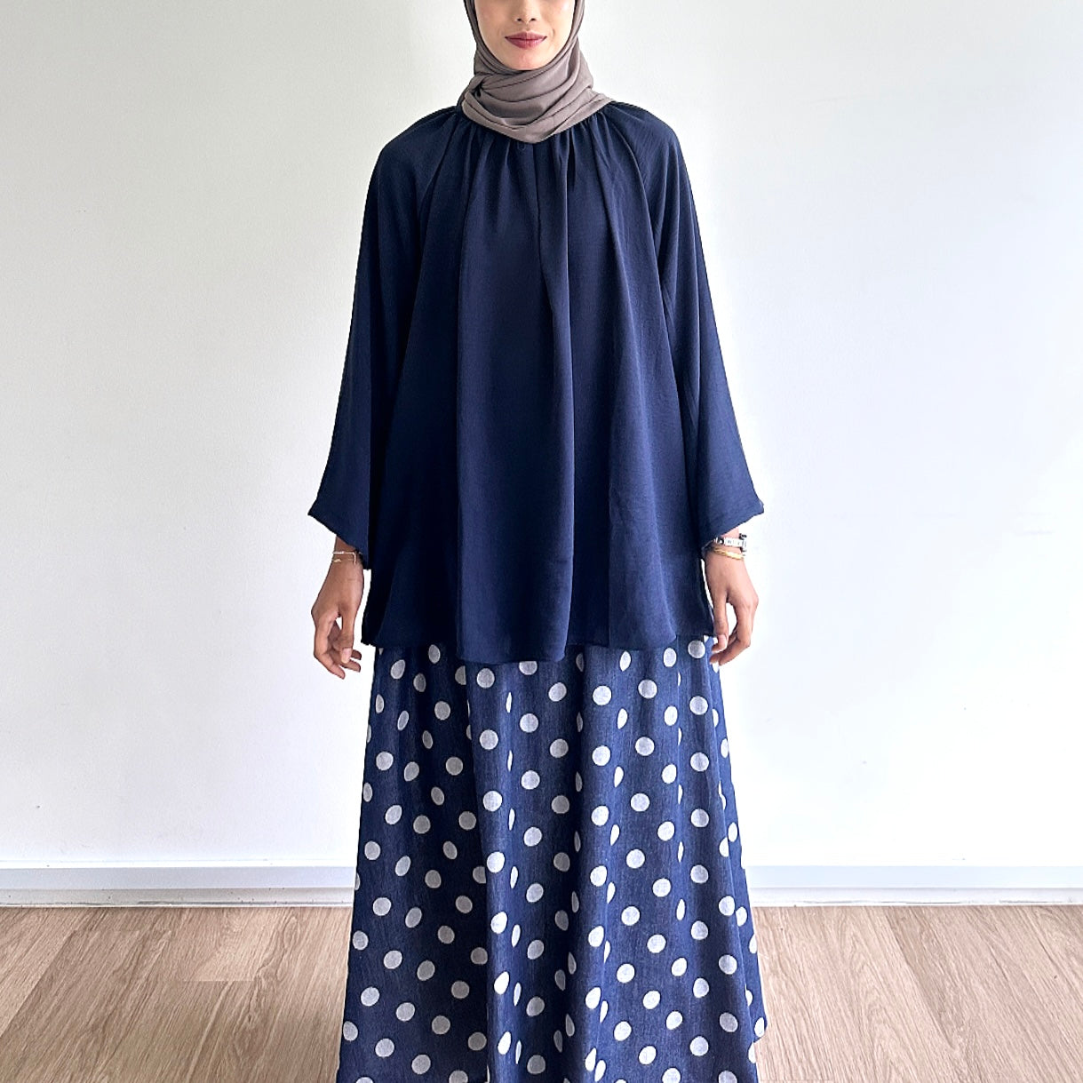 Kelly polka dot denim skirt