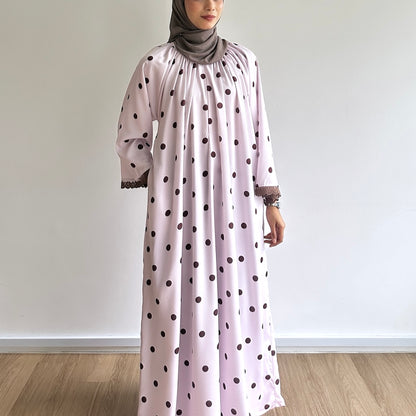 Haya Lace Trim Polka Dot Dress