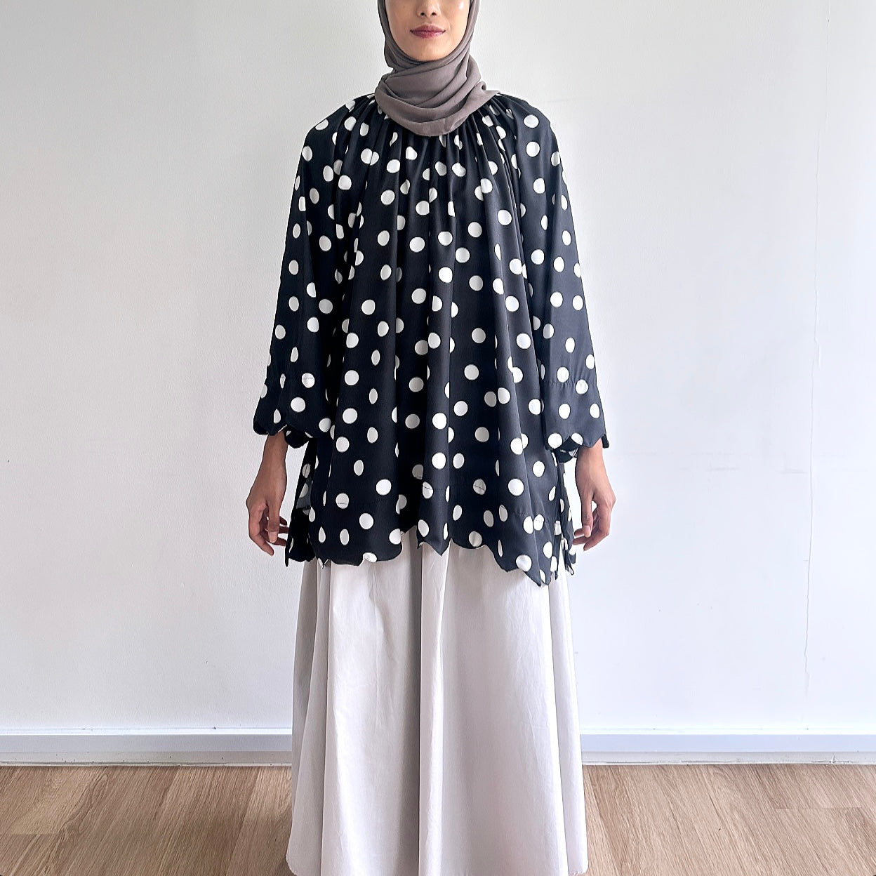 Liora scallop polka dot blouse