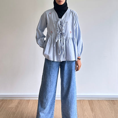 Zea drawstring denim pants