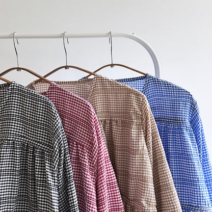 Bella gingham tiered blouse