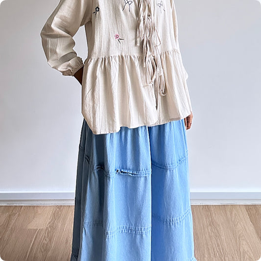 Quinn ruffle denim skirt