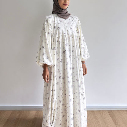 Maia balloon sleeve satin dress