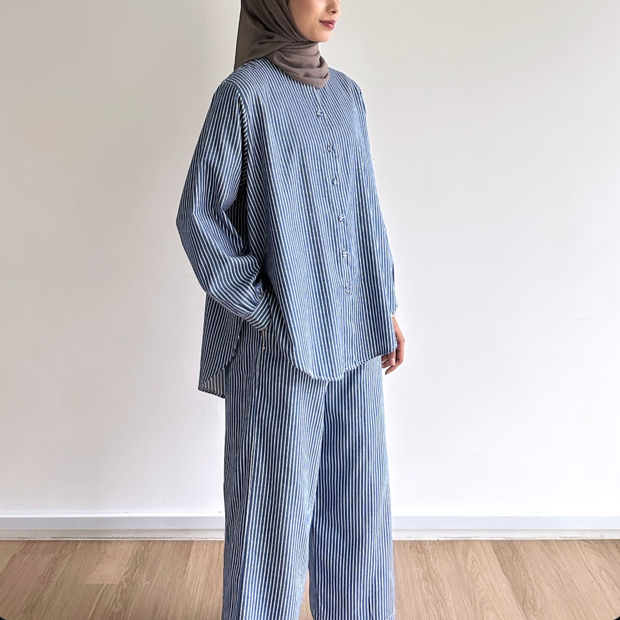 Quinn striped linen pants set