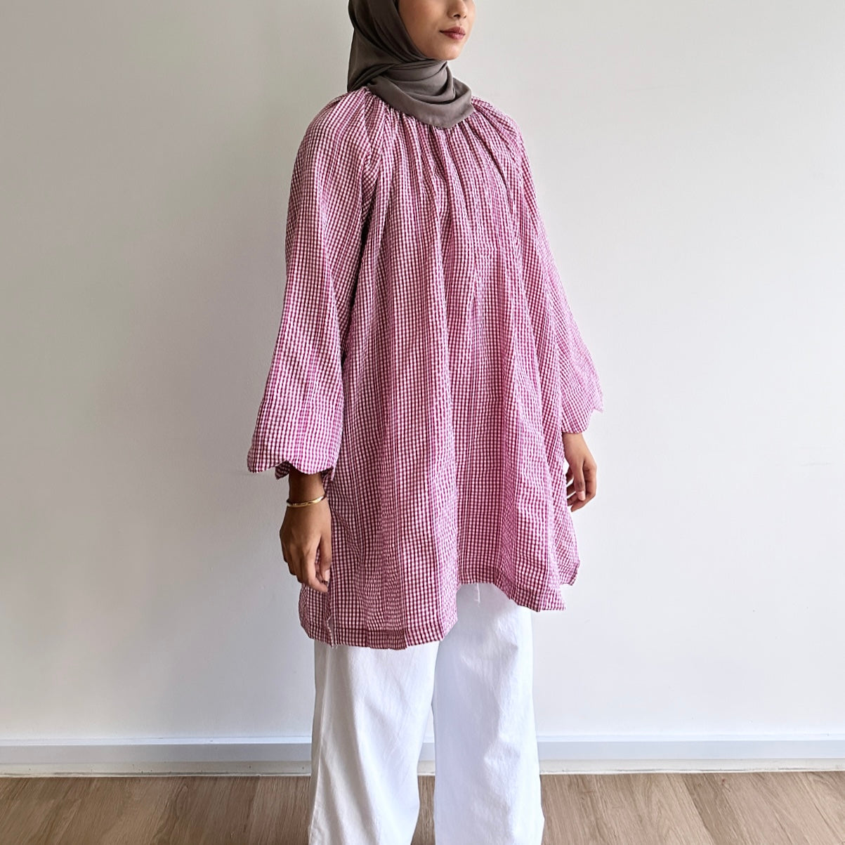 Gina gingham raglan tunic