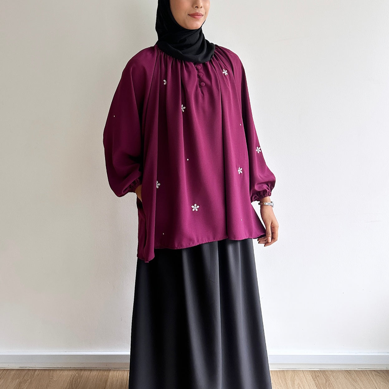 Mel floral embroidery blouse